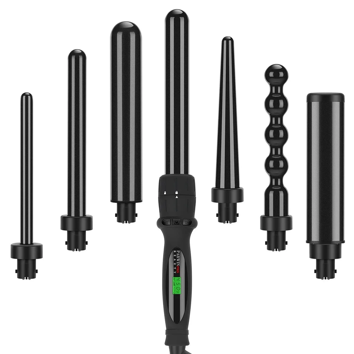 Curling Iron, 7 in 1 Curling Wand Set with 7 Interchangeable Barrels and Heat