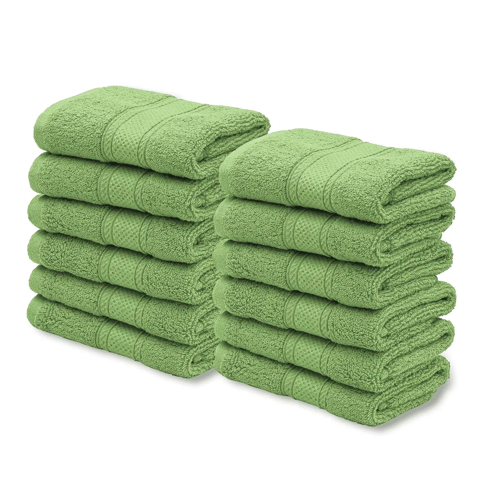 MoNiBloom 12-Piece 100% Cotton Face Wash Cloth Set for Bathroom Home Hotel Spa Gym Yoga Shower Highly Absorbent Ultra Soft Quick-Dry (Green)