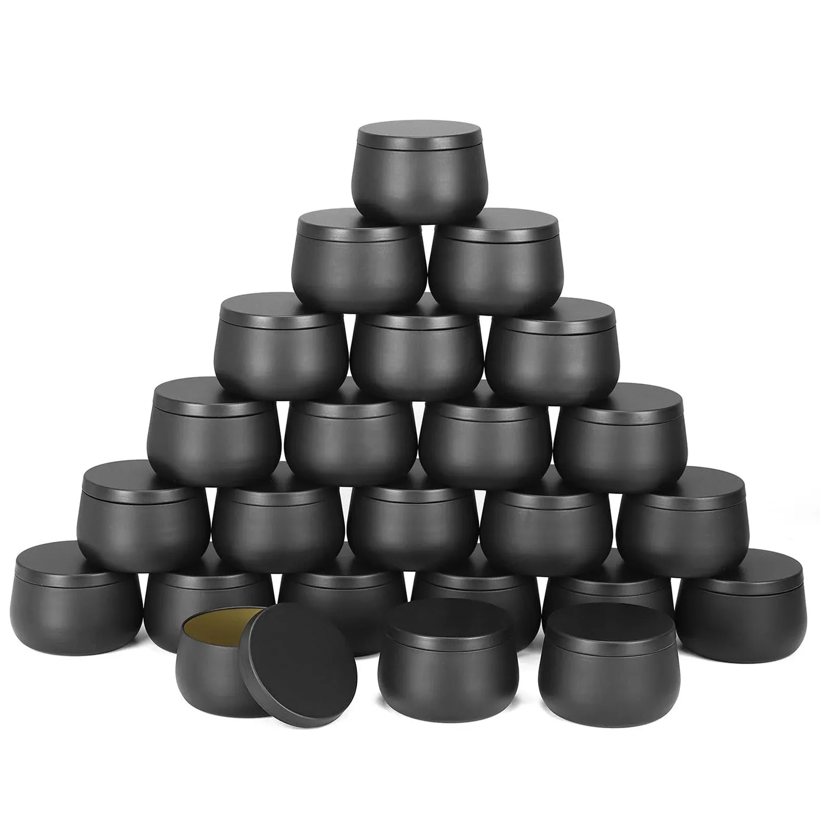 NEXBEXES 8oz Candle Tins with Lids,Black Candle Jars,Bulk Candle Tins for Making ...