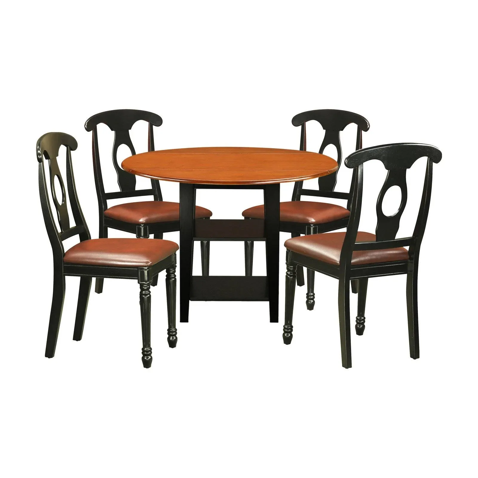 Dining Room Set Black & Cherry SUKE5-BCH-LC By East West Furniture