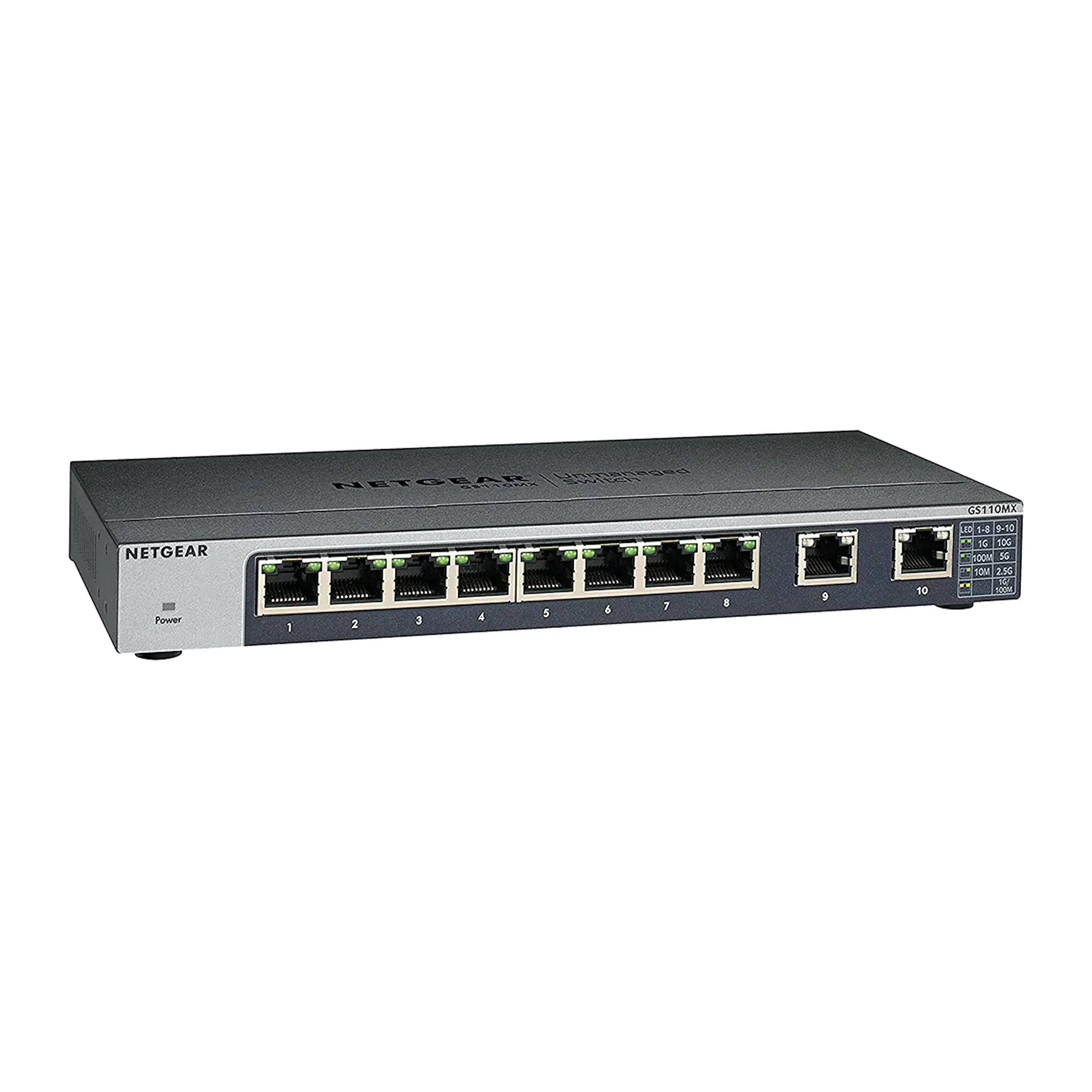 NETGEAR 10-Port Gigabit/10G Ethernet Plus Switch (GS110EMX) - Managed, with 8 x 1G, 2 x 10G/Multi-gig, Desktop, Wall or Rackmount, and Limited Lifetime Protection