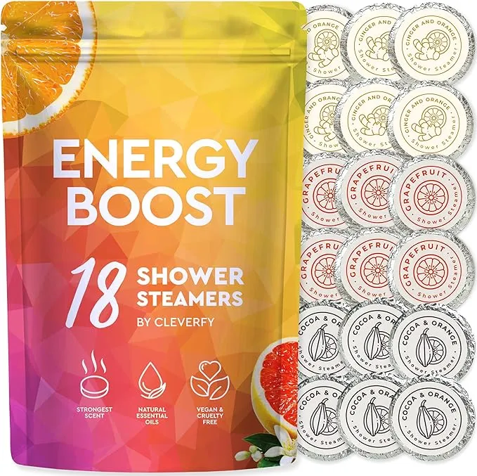 Cleverfy Shower Steamers Aromatherapy 18 Pack of Shower Bombs with Essential Oils. Self Care and Relaxation Birthday Gifts for Women and Men