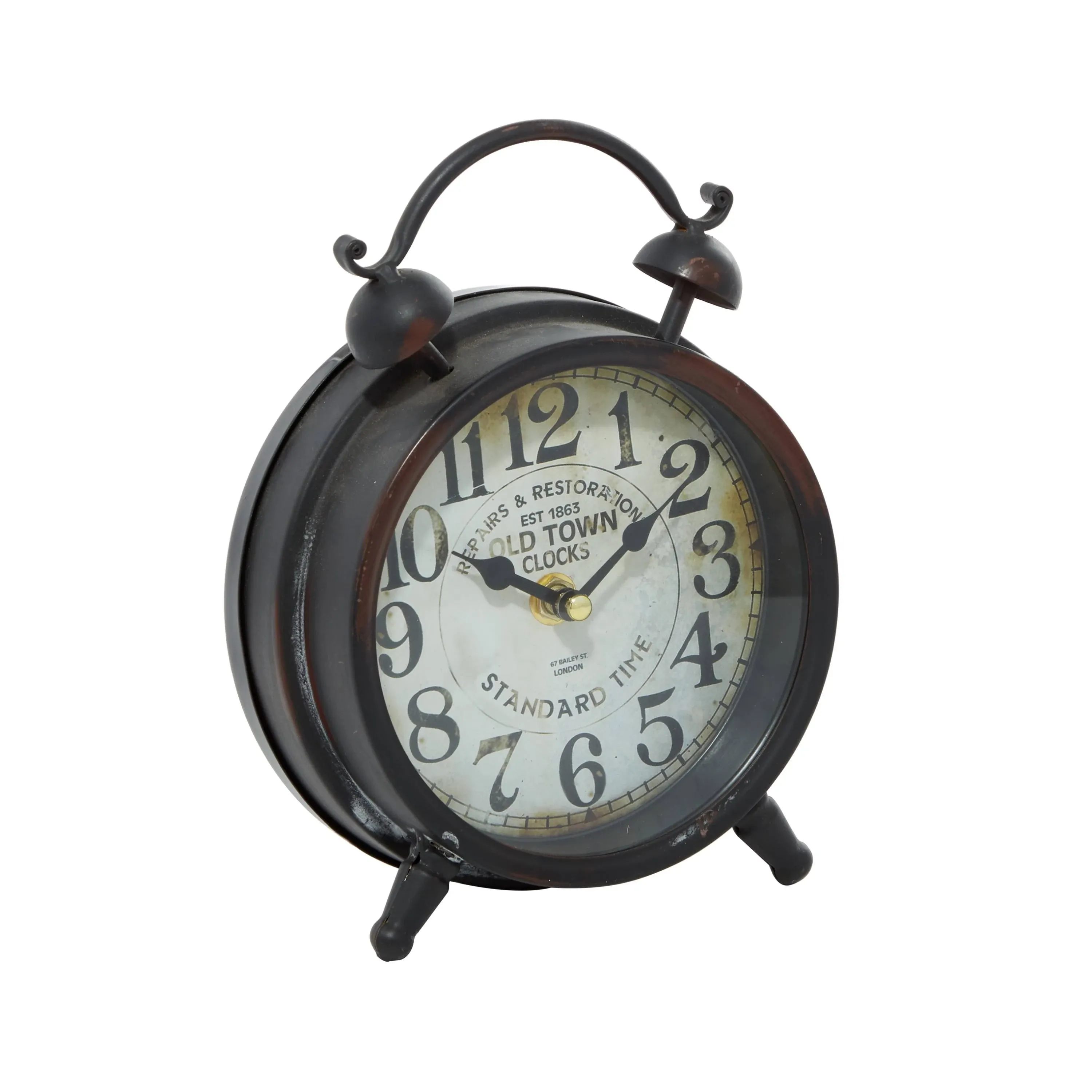 Deco 79 Metal Clock with Bell Style Top, 6" x 3" x 9", Brown