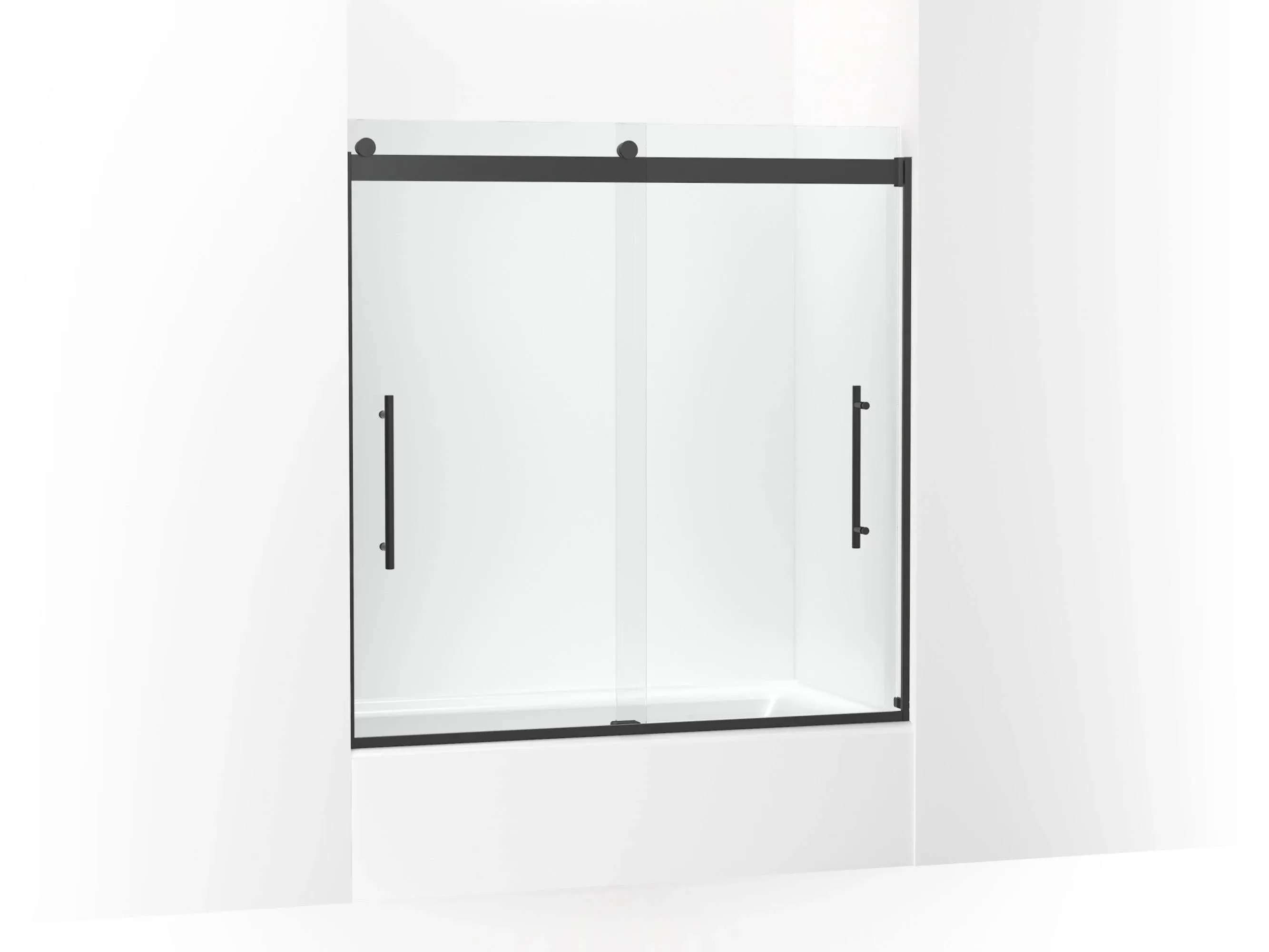 Levity Plus Frameless Sliding Bath Door, 61-9/16" H x 56-5/8 - 59-5/8" W, with 5/16"-thick Crystal Clear Glass