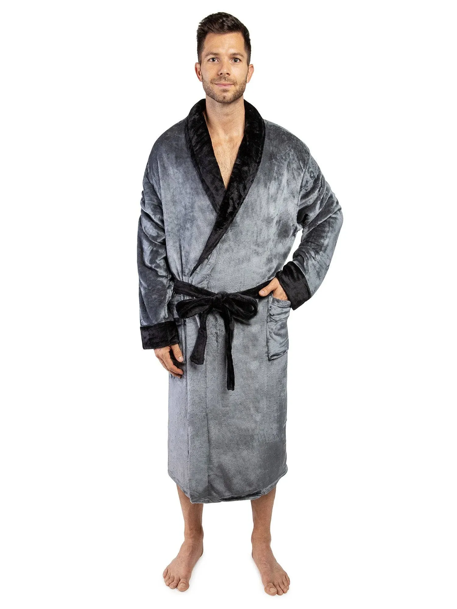 PAVILIA Mens Robe, Soft Robe for Men, Fleece Warm Long Bathrobe for Bath Shower Spa