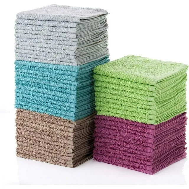 Simpli-Magic 79148 Cotton Washcloths, 50 Pack, Multi Color Towel Set