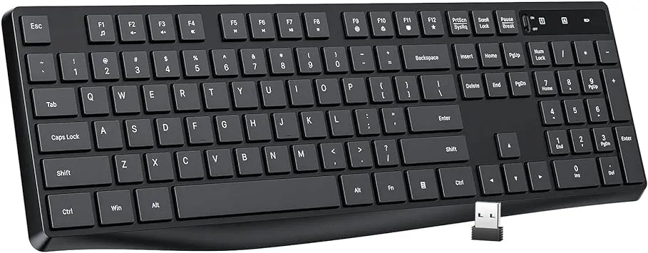  MK98 Wireless Keyboard, 2.4G Ergonomic, Computer Keyboard, 1 Pack Black