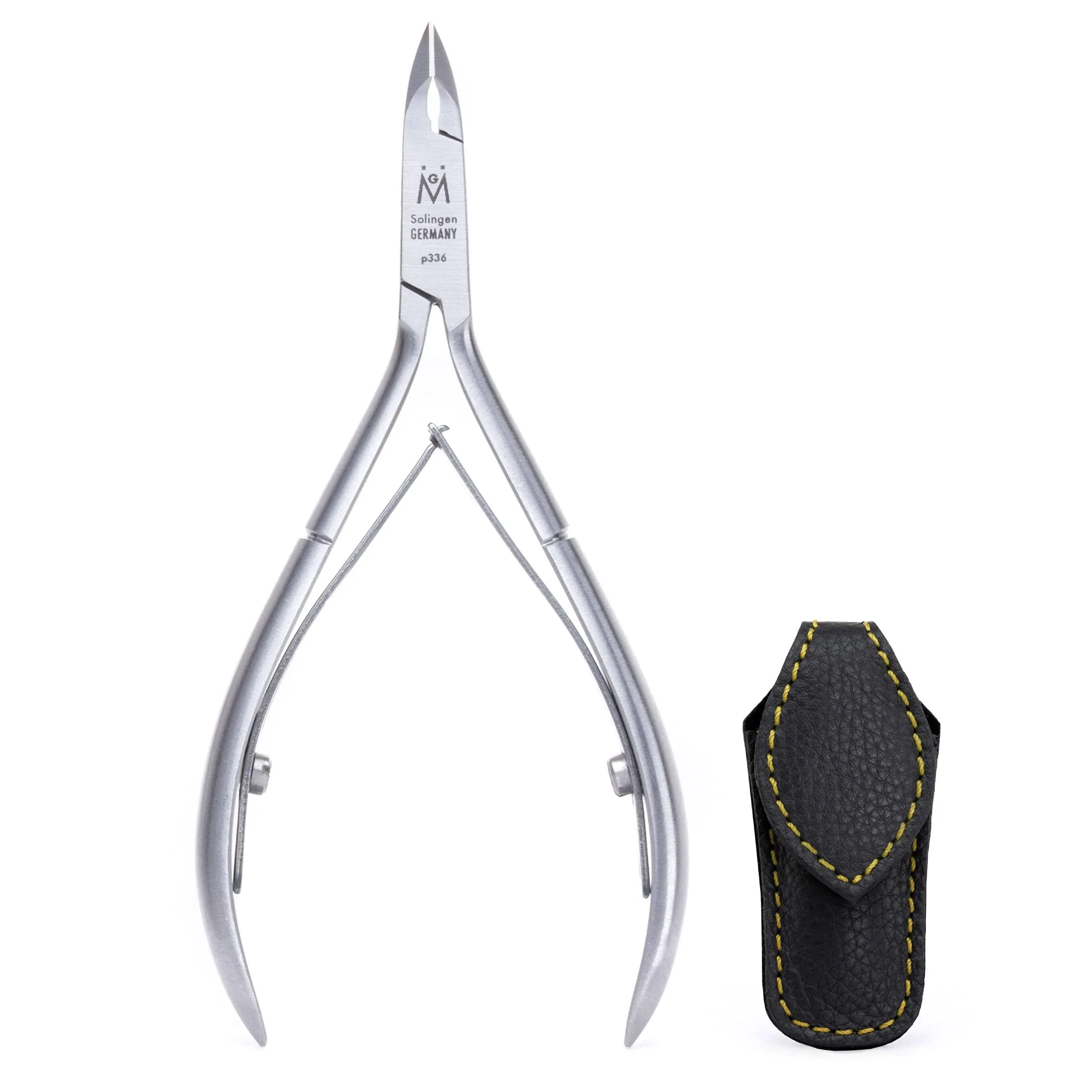 GERMANIKURE Luxury Cuticle Nipper in Leather Case, Double Sharpened, Ethically