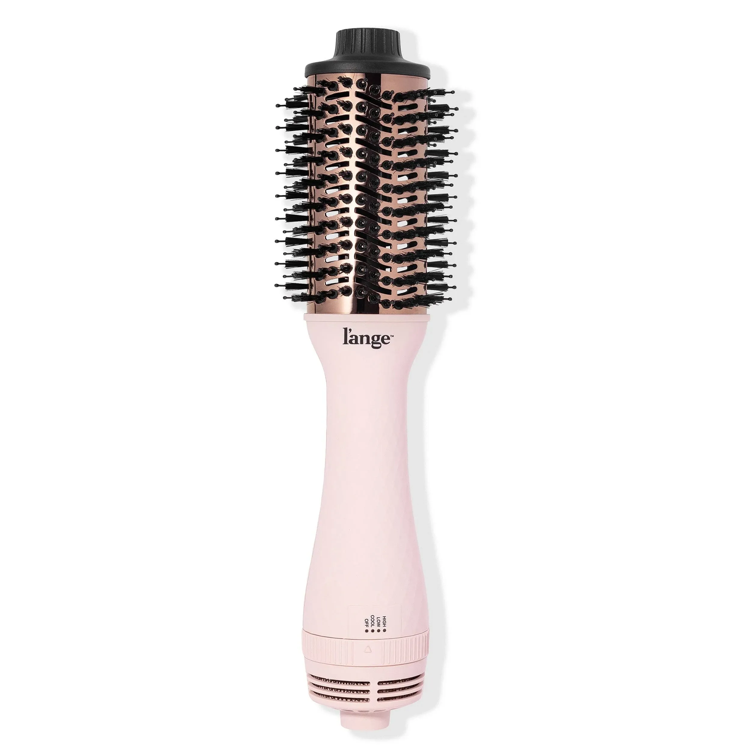 L'ange Hair Le Volume 2-in-1 Titanium Blow Dryer Brush Blush 75mm Hot Air Brush in One with Oval Barrel Hair Styler for Smooth, Frizz-Free