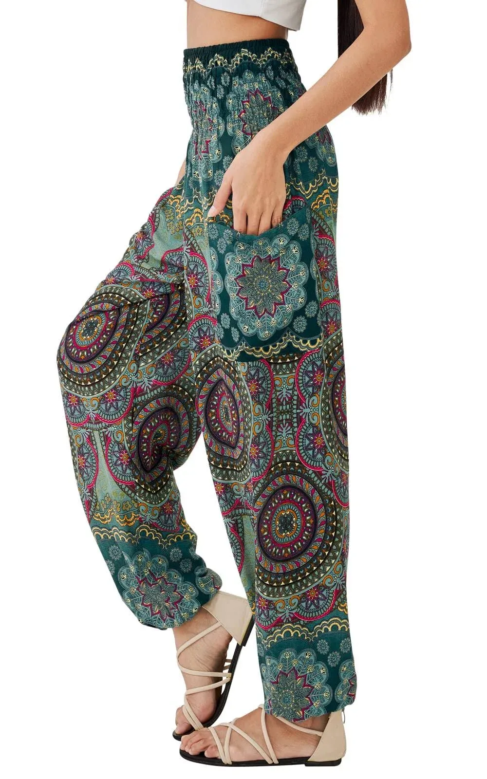 Joob Joob Boho Pants for Women - Hippie Harem Pants Women - Womens Yoga Pants – Comfy Bohemian Flowy Hippie Clothes