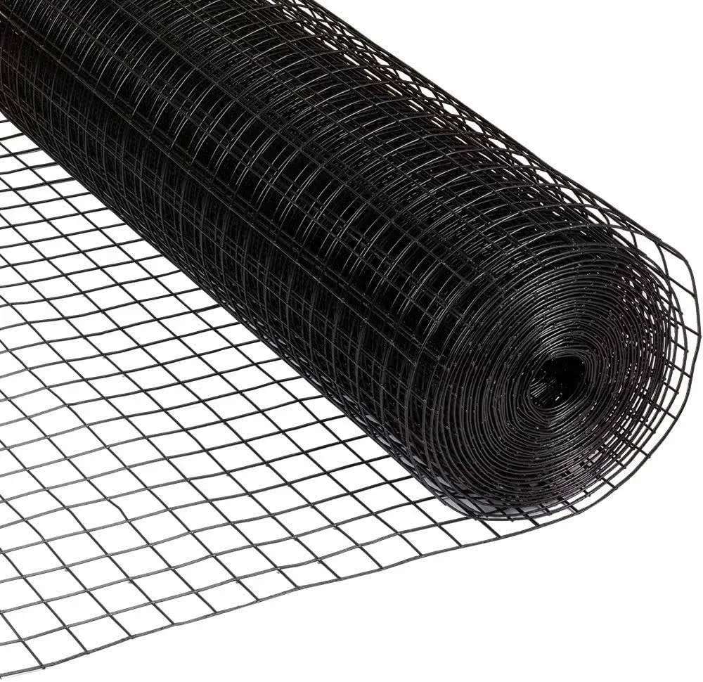 Fencer Wire 16 Gauge Vinyl Coated Welded Wire Black 3ft x 50 ft 1/2x1 inch Mesh WV16-B3X50MH1