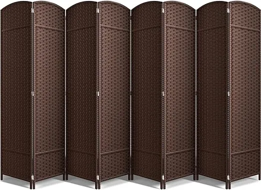 Sorbus Room Divider - 8 Panel 6 ft. Tall Extra Wide Double Hinged Panels for Room Dividers and Folding Privacy Screens - Wall Divider and Partition Room Dividers for Stylish Room Partitioning (Brown)