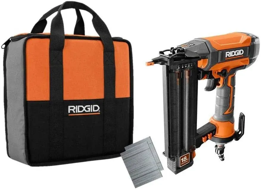 RIDGID 18-Gauge 2-1/8 in. Brad Nailer with CLEAN DRIVE Technology and Sample Nails