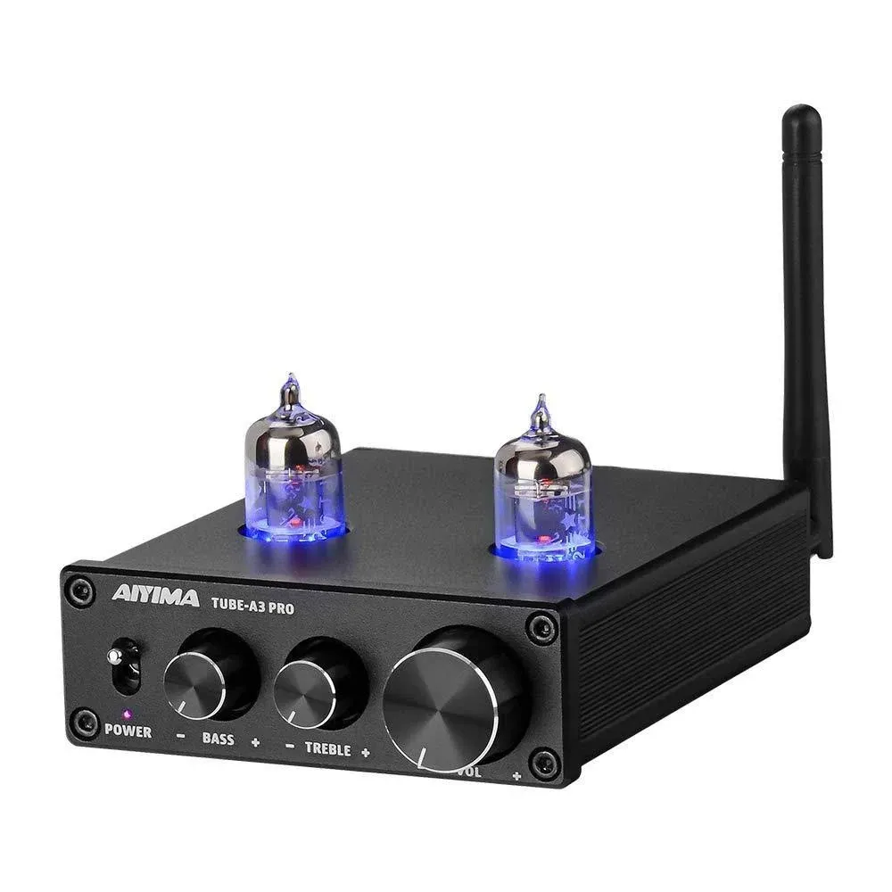 [New Upgraded] Aiyima A3 Pro Ge5654 Tube Preamplifier Bluetooth 5.0 with Treble & Bass Adjustment DC12V HiFi Audio Preamp for Home Audio Amplifier