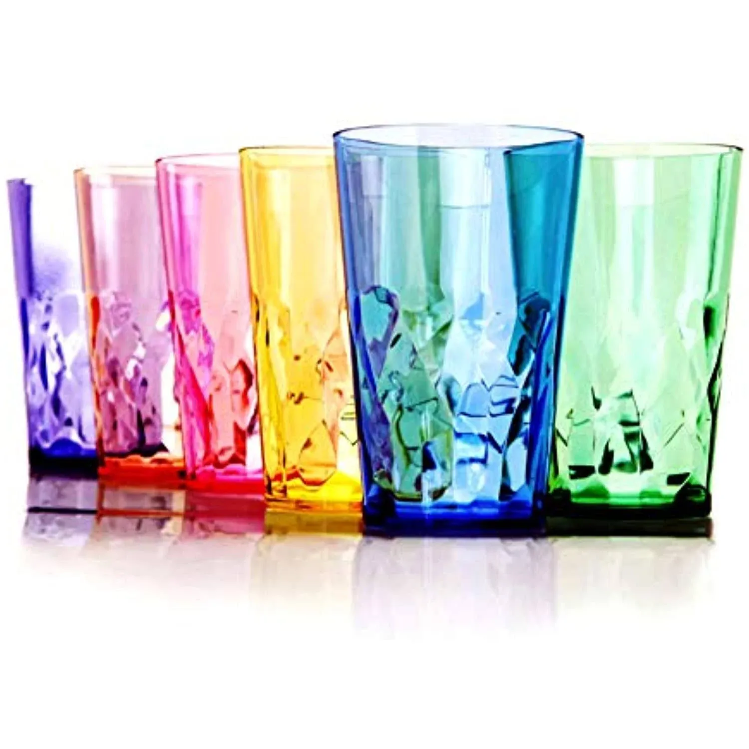 High Ball Glasses Set Of 6 Tumblers Water Glassware Plastic Color Wine 19 Oz New