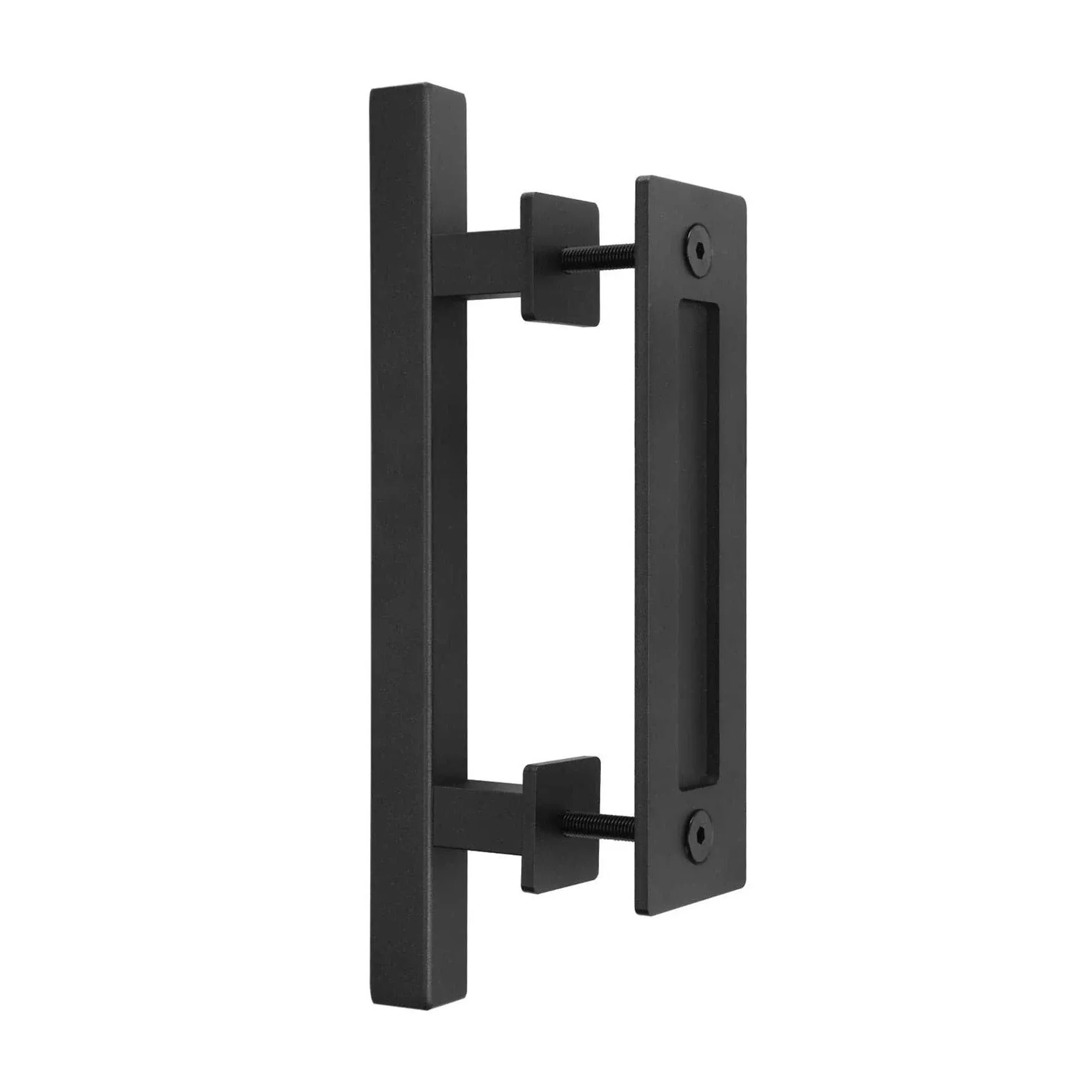 EaseLife 12 inch Barn Door Handle with Flush Finger Pull,Ultra Sturdy,Black