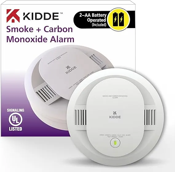 Kidde Hardwired Smoke & Carbon Monoxide Detector, AA Battery Backup, Voice Alerts, Interconnectable, LED Warning Light Indicators