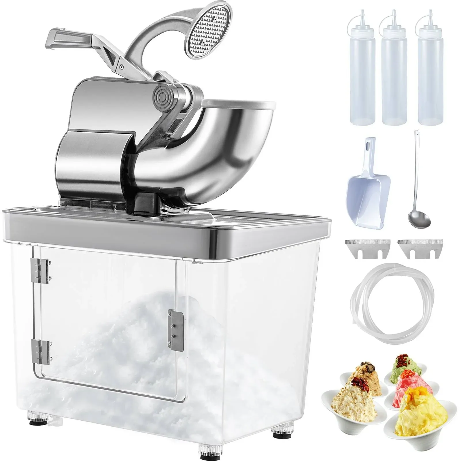 1196 Oz. White Ice Crusher Stainless Steel Electric Snow Cone Machine Shaved Ice