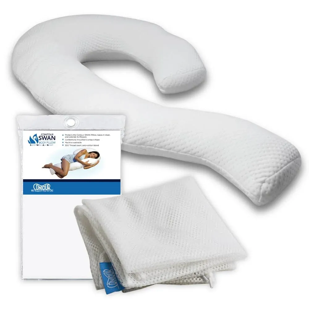 Contour Swan Body Pillow w/Pillowcase & Mesh Laundry Bag