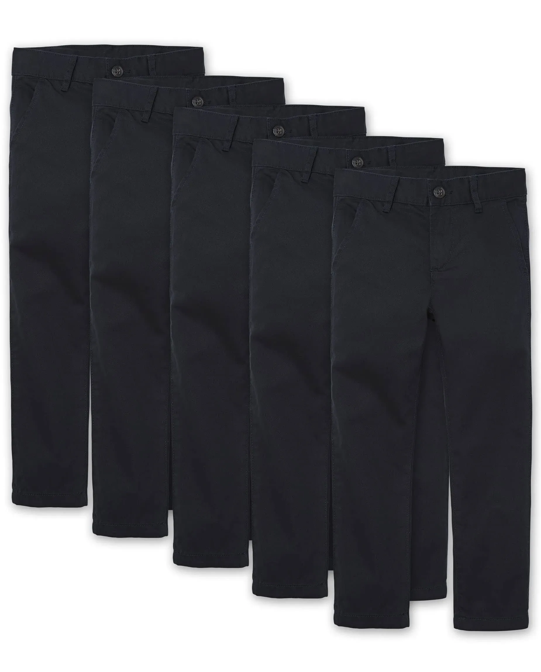 The Children's Place Boys Uniform Stretch Skinny Chino Pant, 5-Pack, Sizes 4-18