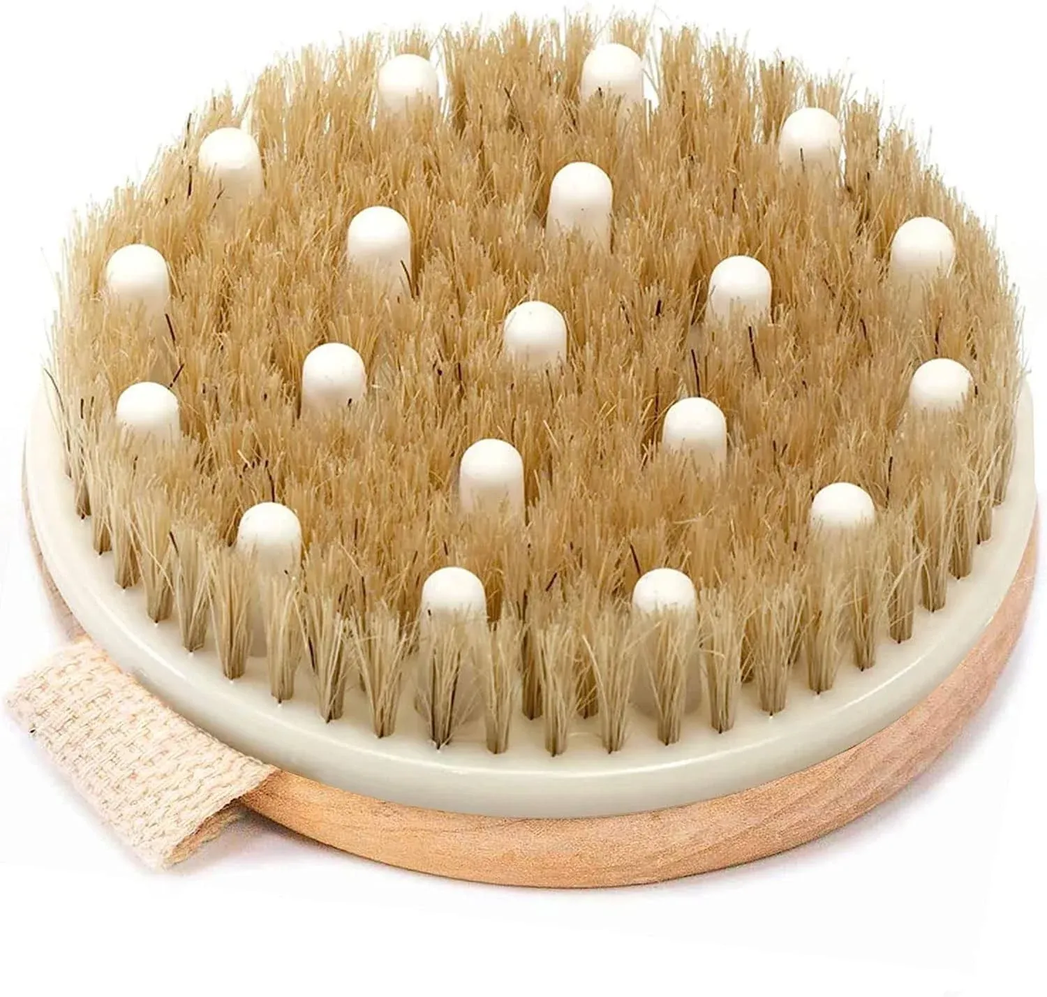 Dry Brushing Body Brush for Lymphatic Drainage & Cellulite - Round Dry Brush for Body Natural Bristle Body Brush for Showering - Skin Brush for Dry Brushing Bath and Exfoliating