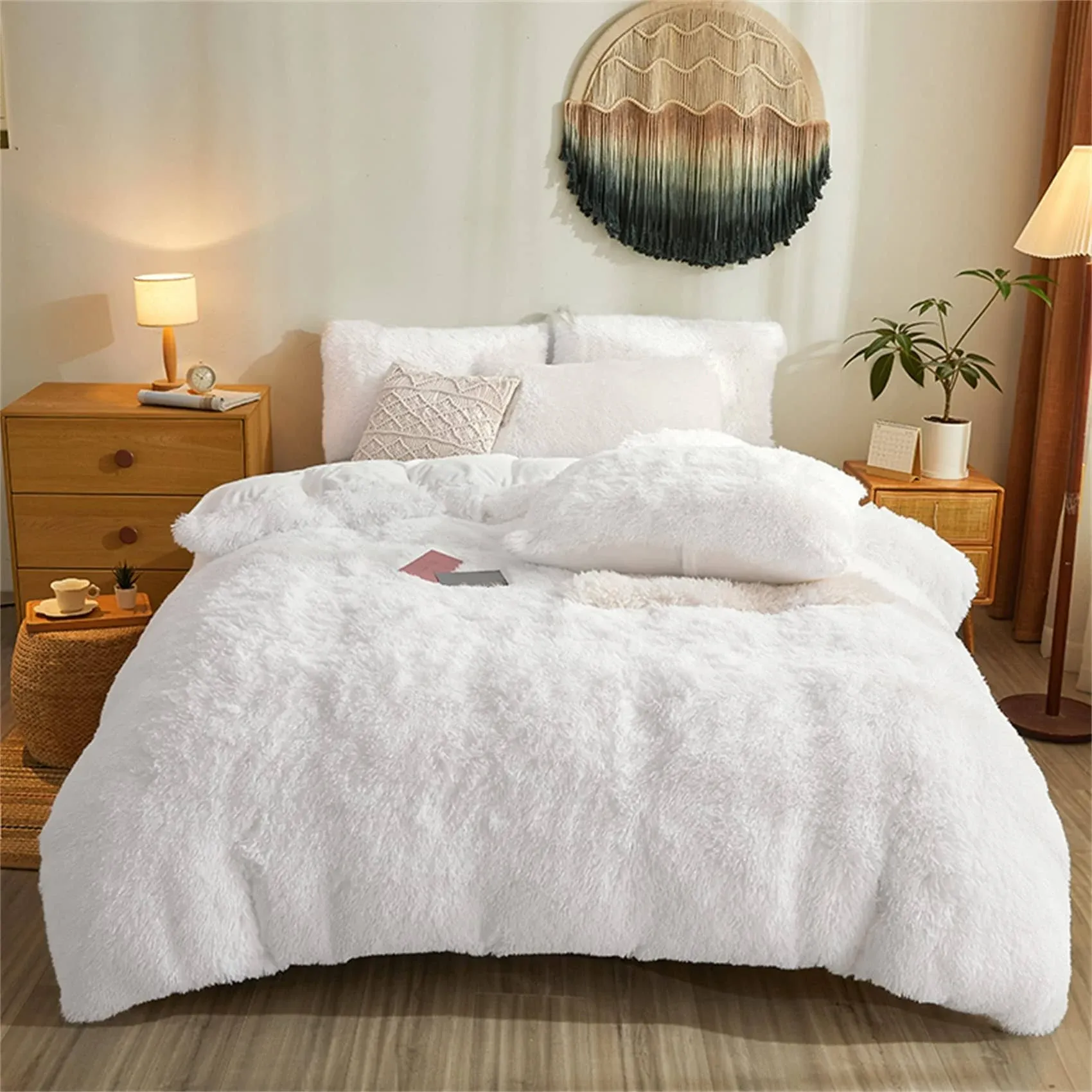 Besfunny Comforter Cover Shaggy Plush Set,Ultra Soft Faux Fur Duvet Cover Bedding Sets