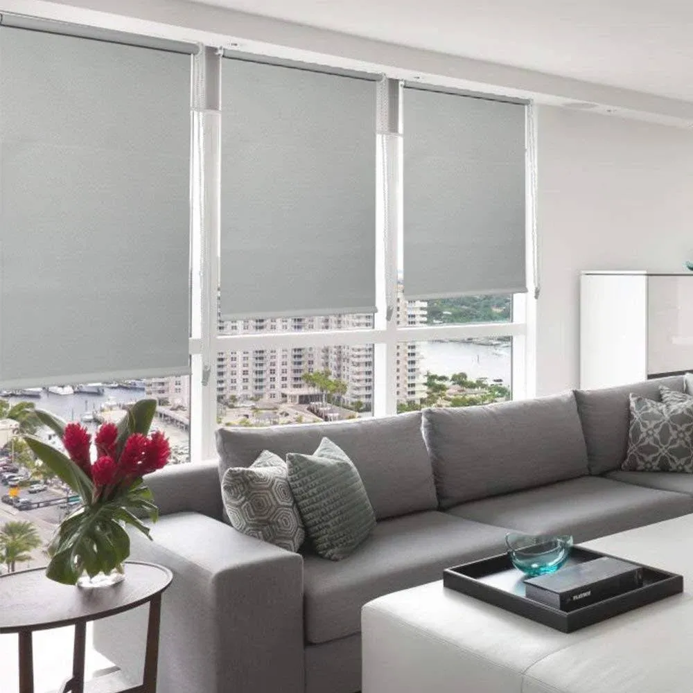 LUCKUP 100% Blackout Waterproof Fabric Window Roller Shades Blind, Thermal Insulated,UV Protection,for Bedrooms,Living Room,Bathroom,The Office,