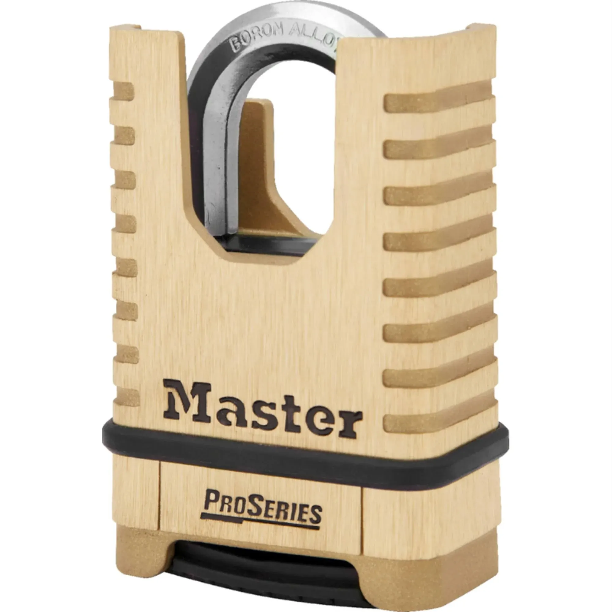 Master Lock ProSeries‚ Resettable Combination Padlock, 3/8 in dia x 15/16 in W x 1-1/16 in H Shackle, Shrouded Brass, Boxed (4 EACH / PK)