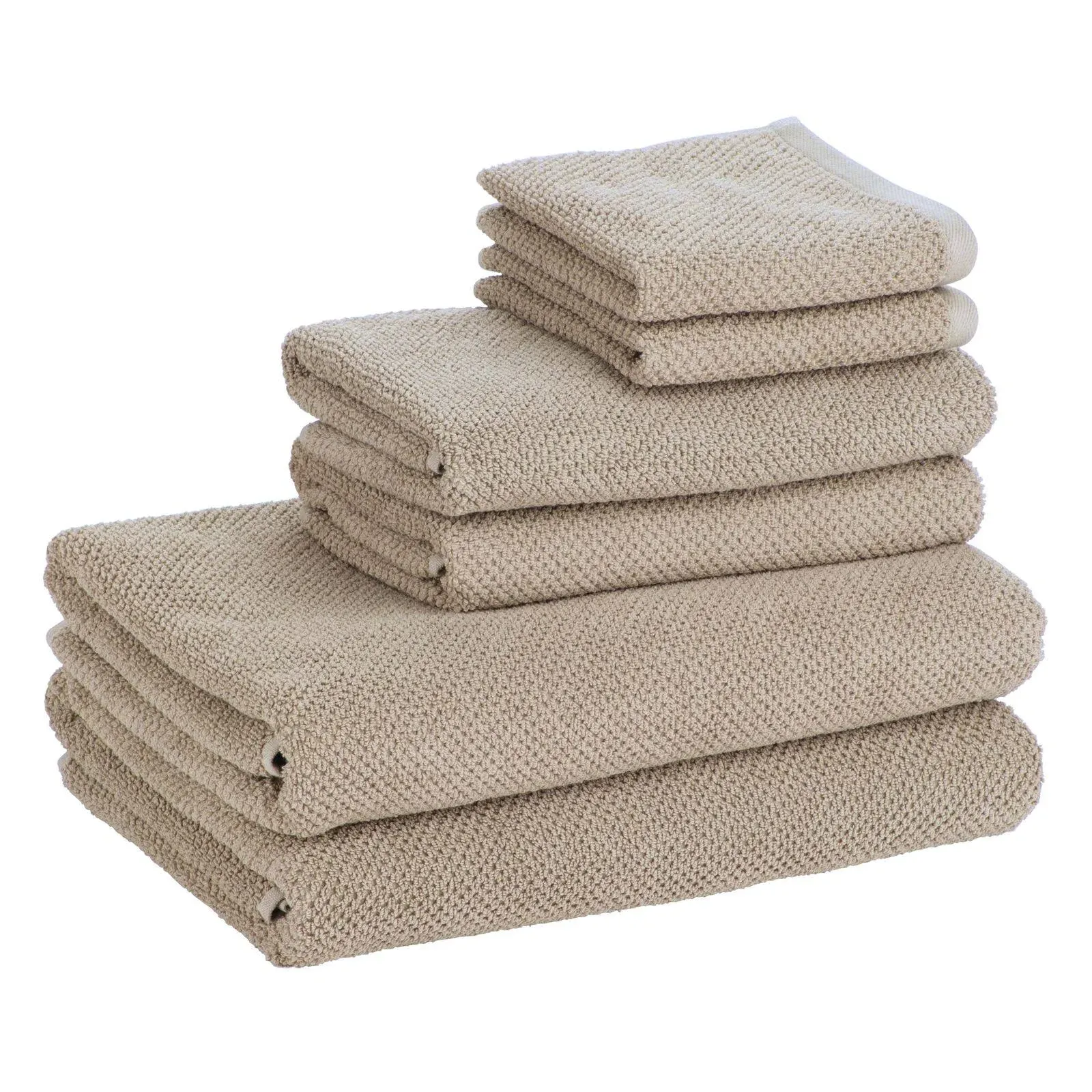 Nate Home by Nate Berkus 100% Cotton Textured Rice Weave Hand Towel Set | Soft and Absorbent, Solid Bathroom Towels from mDesign - Set of 4, Fossil (Beige)