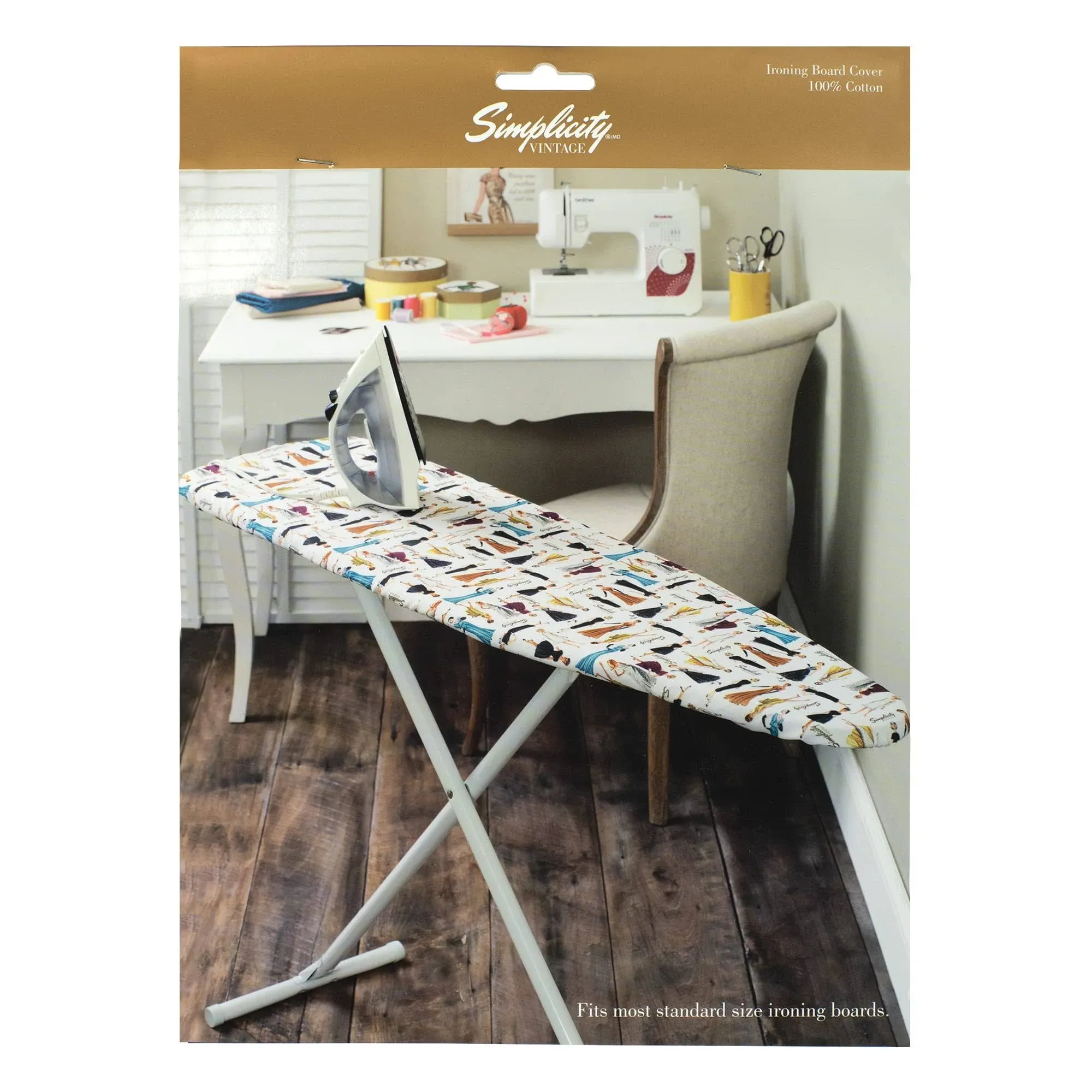 Simplicity Vintage 558354021 100% Cotton Ironing Board Cover with Retro Sewing ...