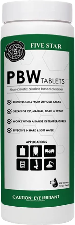 Five Star PBW Tablets - 10g(1 Tablet Per 1 Gallon of Water) 40ct - Growler, Carboy, Keg Cleaner