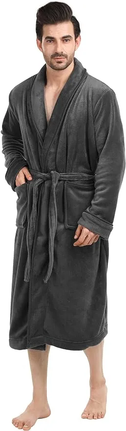 NY Threads Men's Shawl Collar Fleece Bathrobe