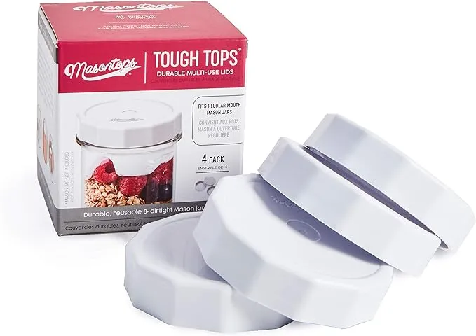 Masontops Multi-Use Lids, Durable, Regular Mouth, Tough Top, 4 Pack - 4 lids