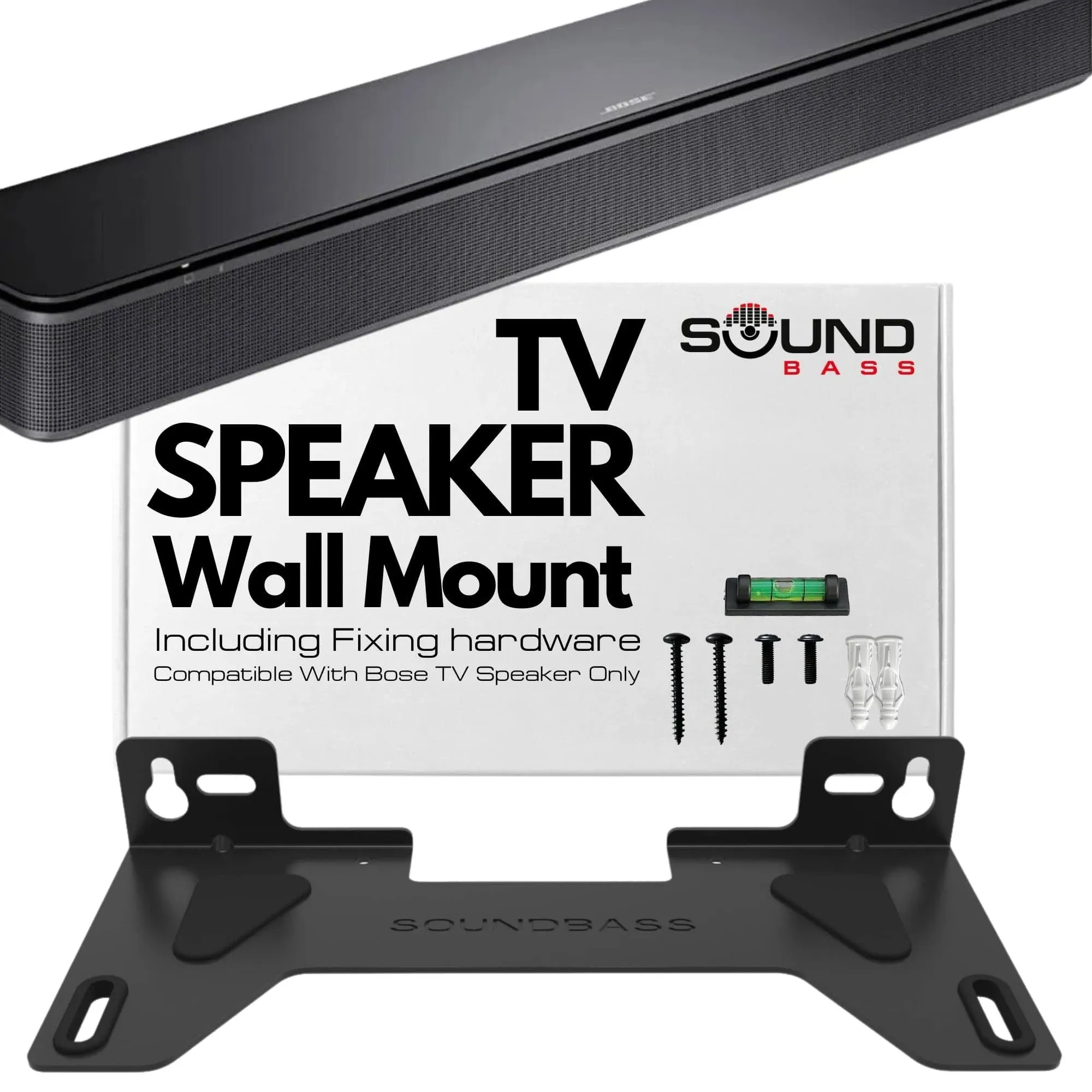 TV Speaker Wall Mount Bracket | Compatible with Bose TV Speaker Soundbar Only | Complete with Full Mounting Hardware Kit | Only Suitable for Bose TV Speaker Sound Bar | UK Design by Soundbass