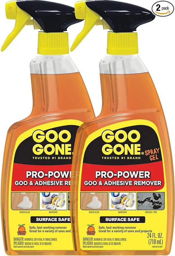 Goo Gone Pro-Power 스프레이 젤 접착제 제거제 - 24온스(2팩) - 표면 안전, 뛰어난 세척제, 강한 냄새 없음, 스티커 제거, 도구에 사용 가능