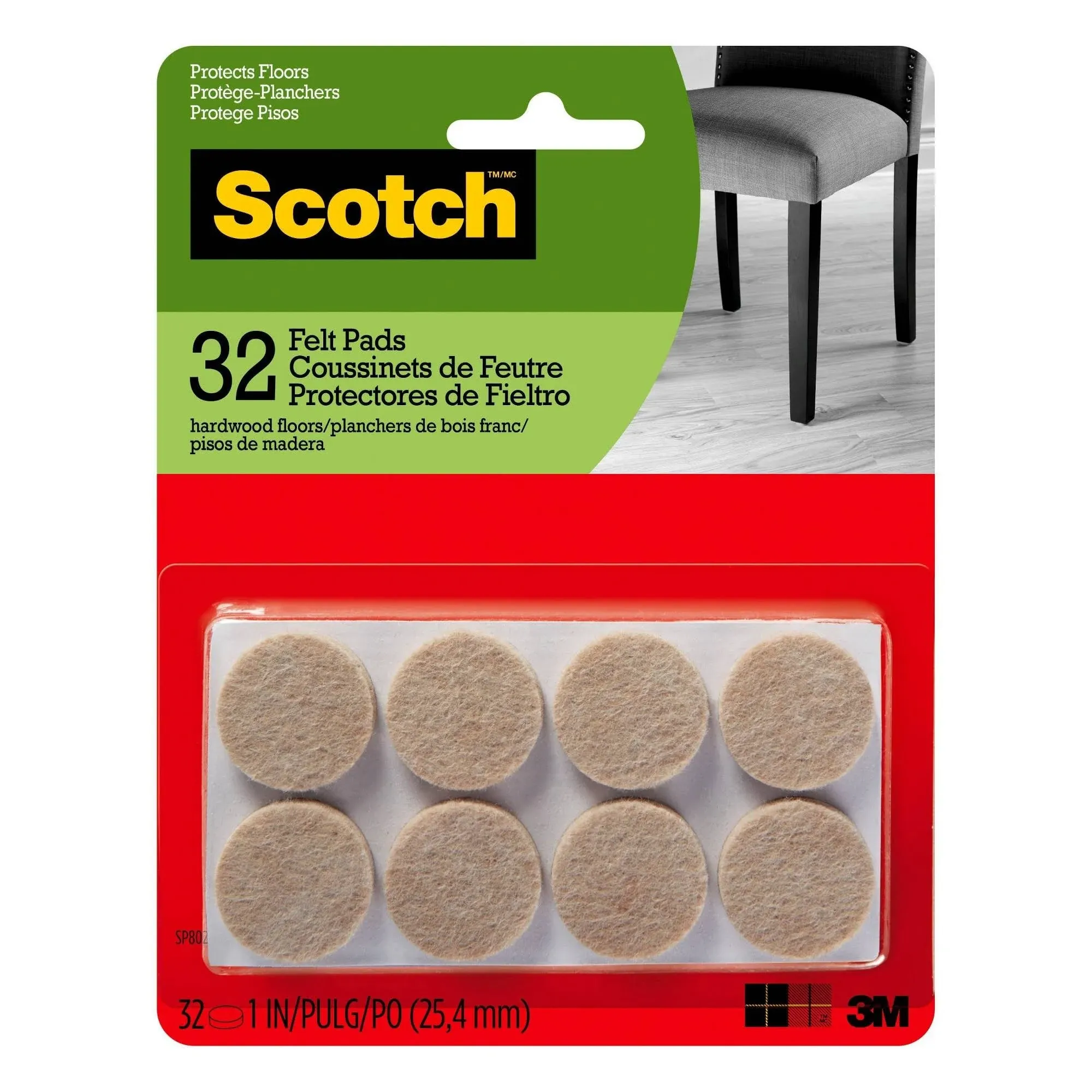 Scotch 32-Pack 1-in Beige Round Felt Pads