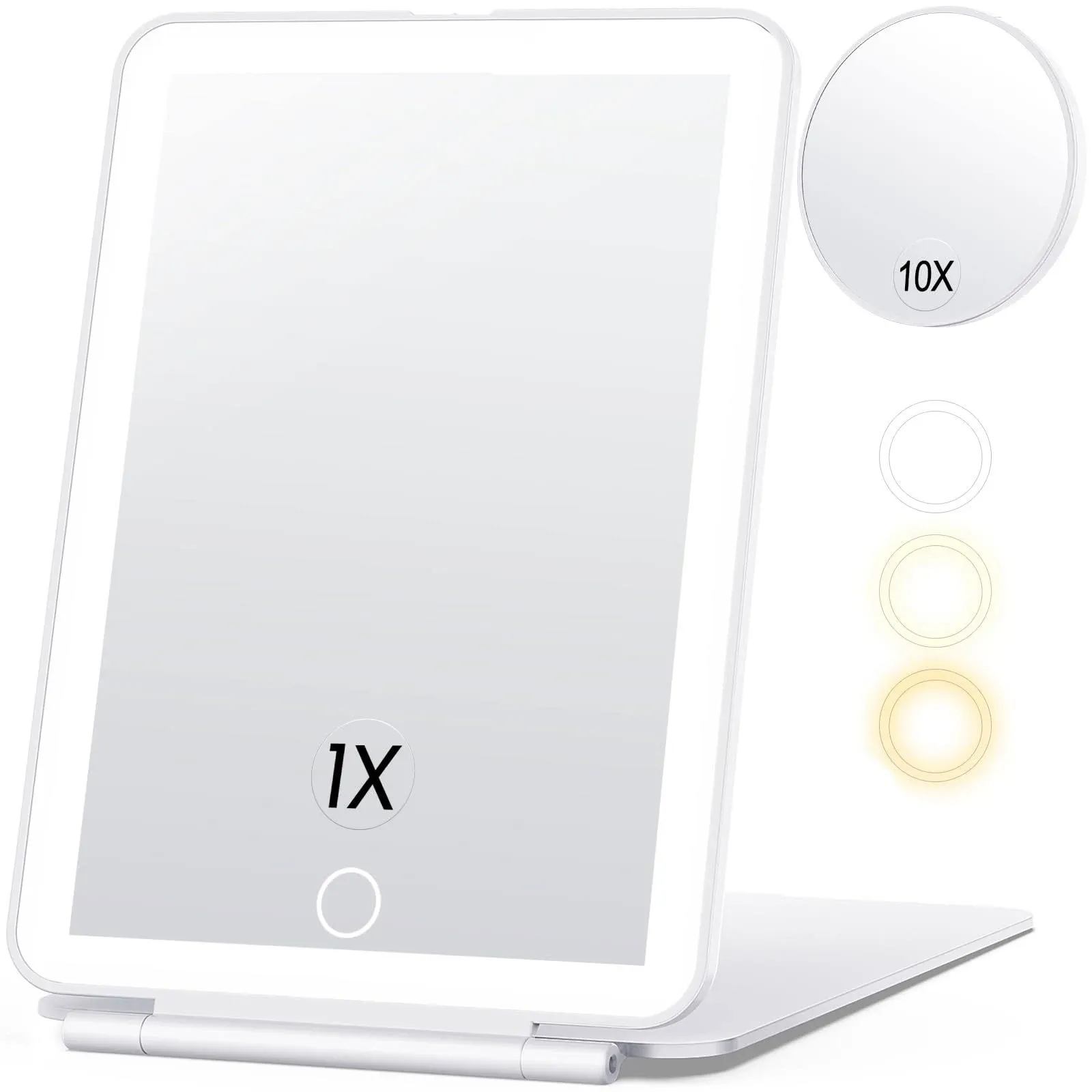 Travel Makeup Mirror with 10X Magnifying Mirror, Vanity Mirror with 80LEDs, 3