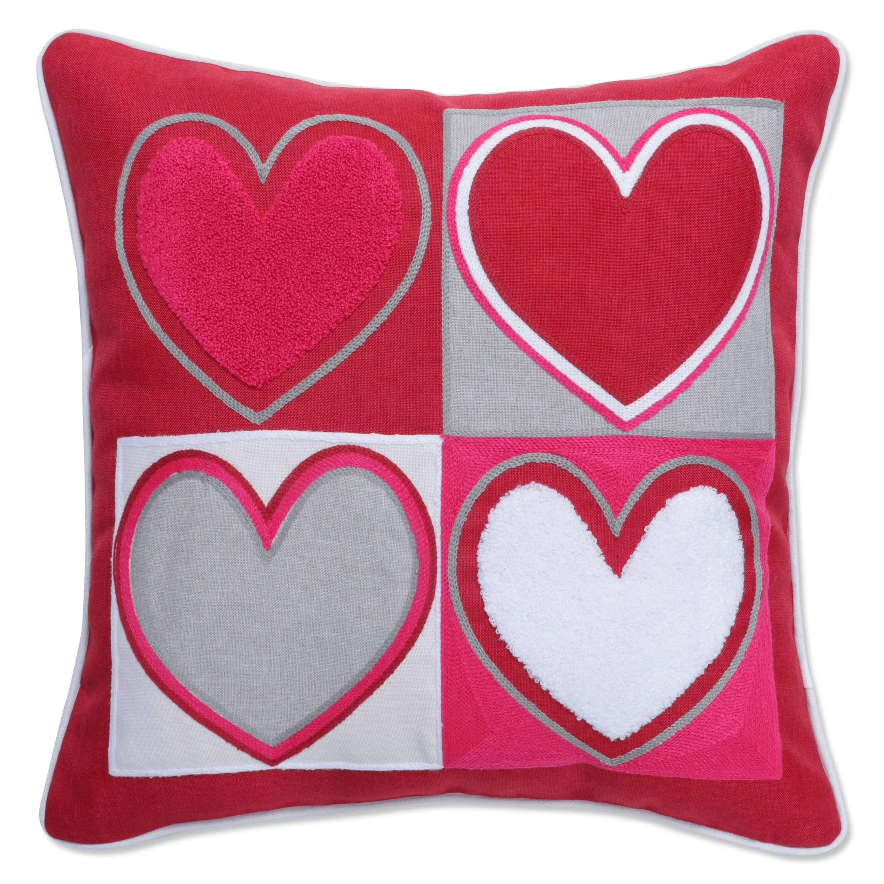 Pillow Perfect Valentine’s Day Throw Pillow in Heartfelt Hearts, 17” x 17”, Red