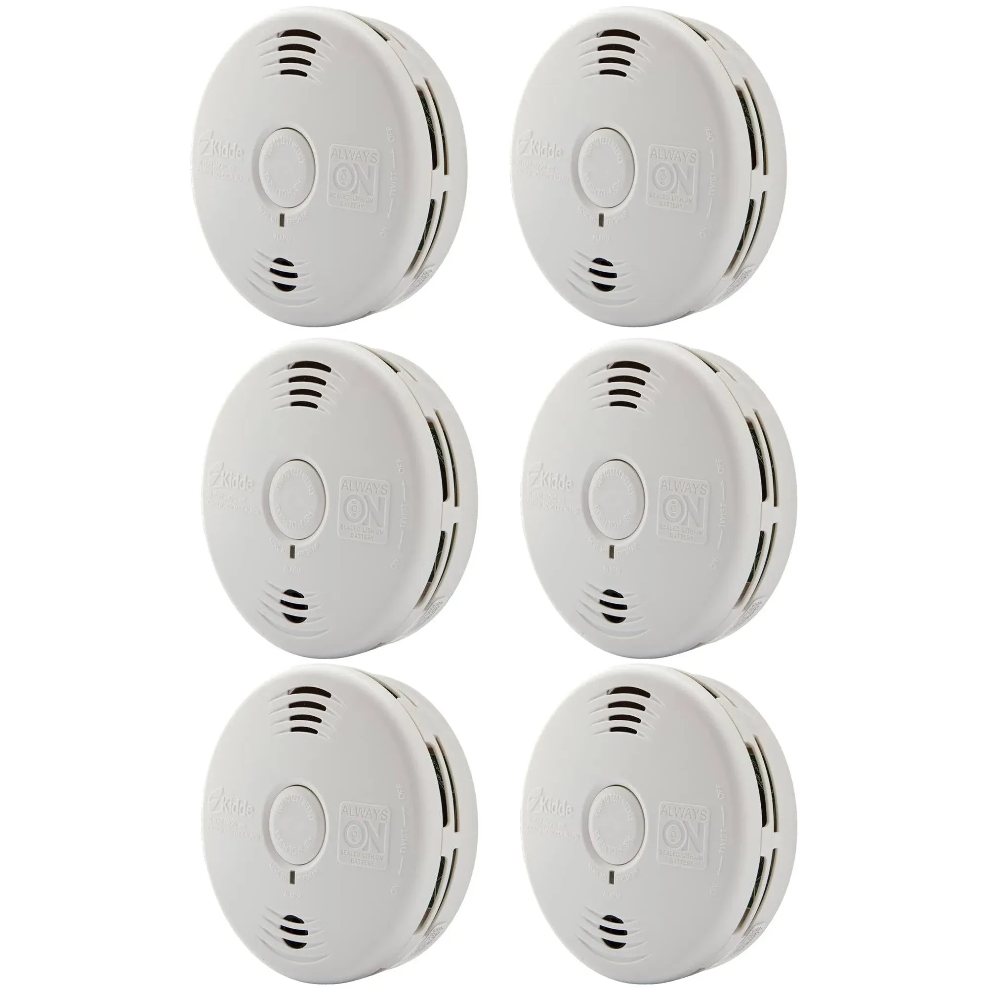 Kidde Smoke & Carbon Monoxide Detector Combo, 10-Year, Replacement Alert. 6 Pack