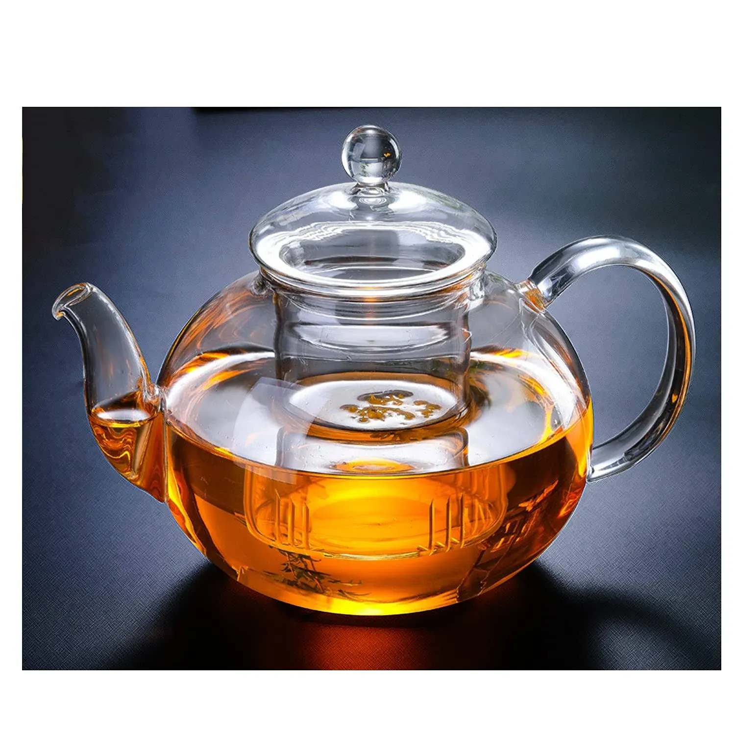 Glass Teapot Stovetop Safe, 20.3oz/600ml Clear Teapot with Removable Infuser, Loose Leaf and Blooming Tea Maker