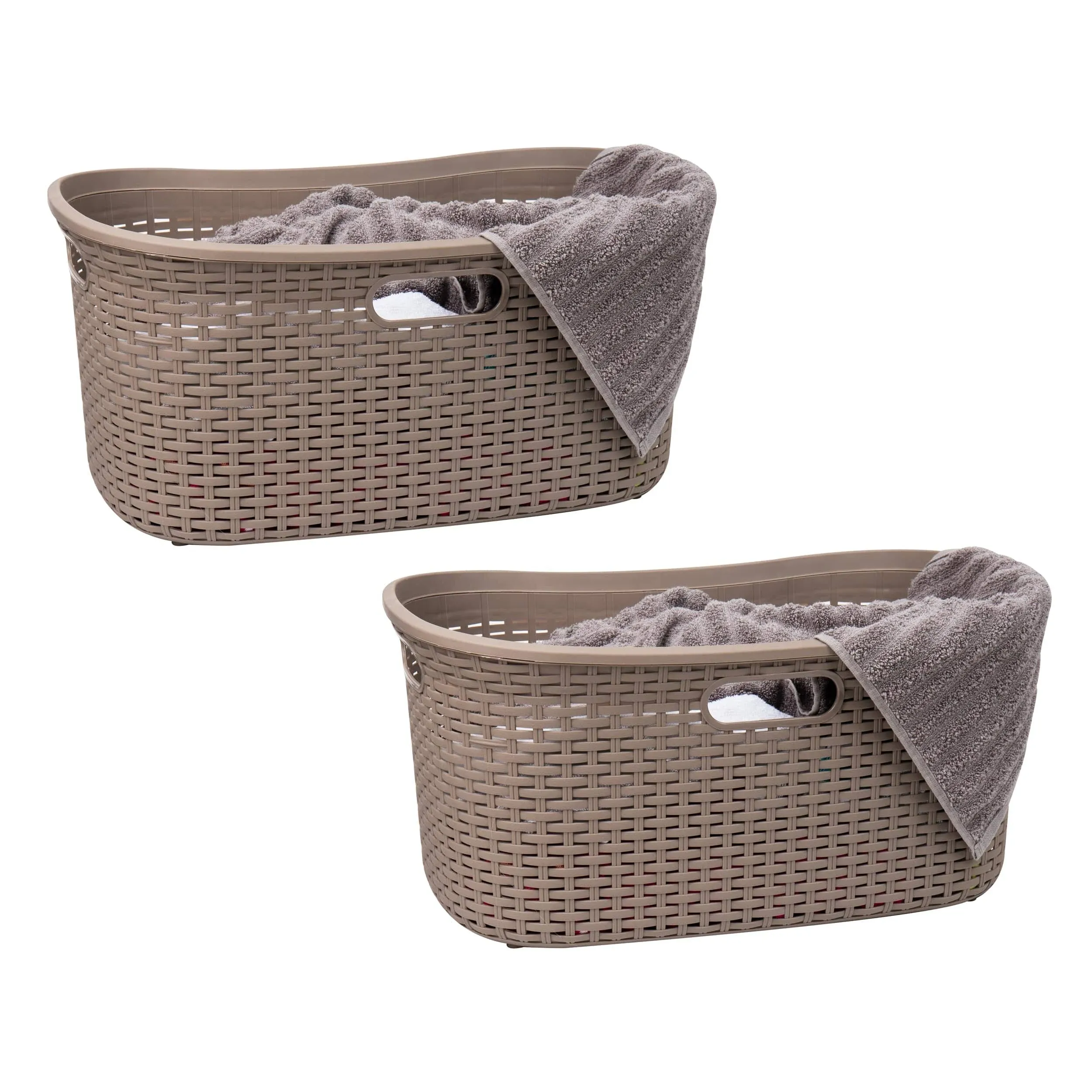 Mind Reader Set of 2 40L Ventilated Laundry Basket Brown