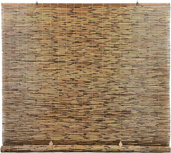 72 x 72&#034; Natural Cordless Light Filtering Bamboo Reed Blind Manual Roll Up Shade