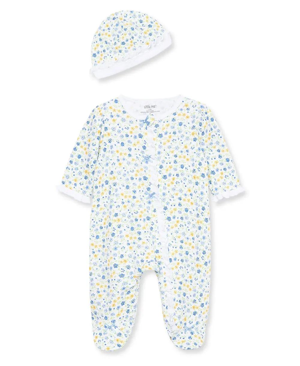 Dainty Blossoms Zip Footed One-Piece and Hat Preemie