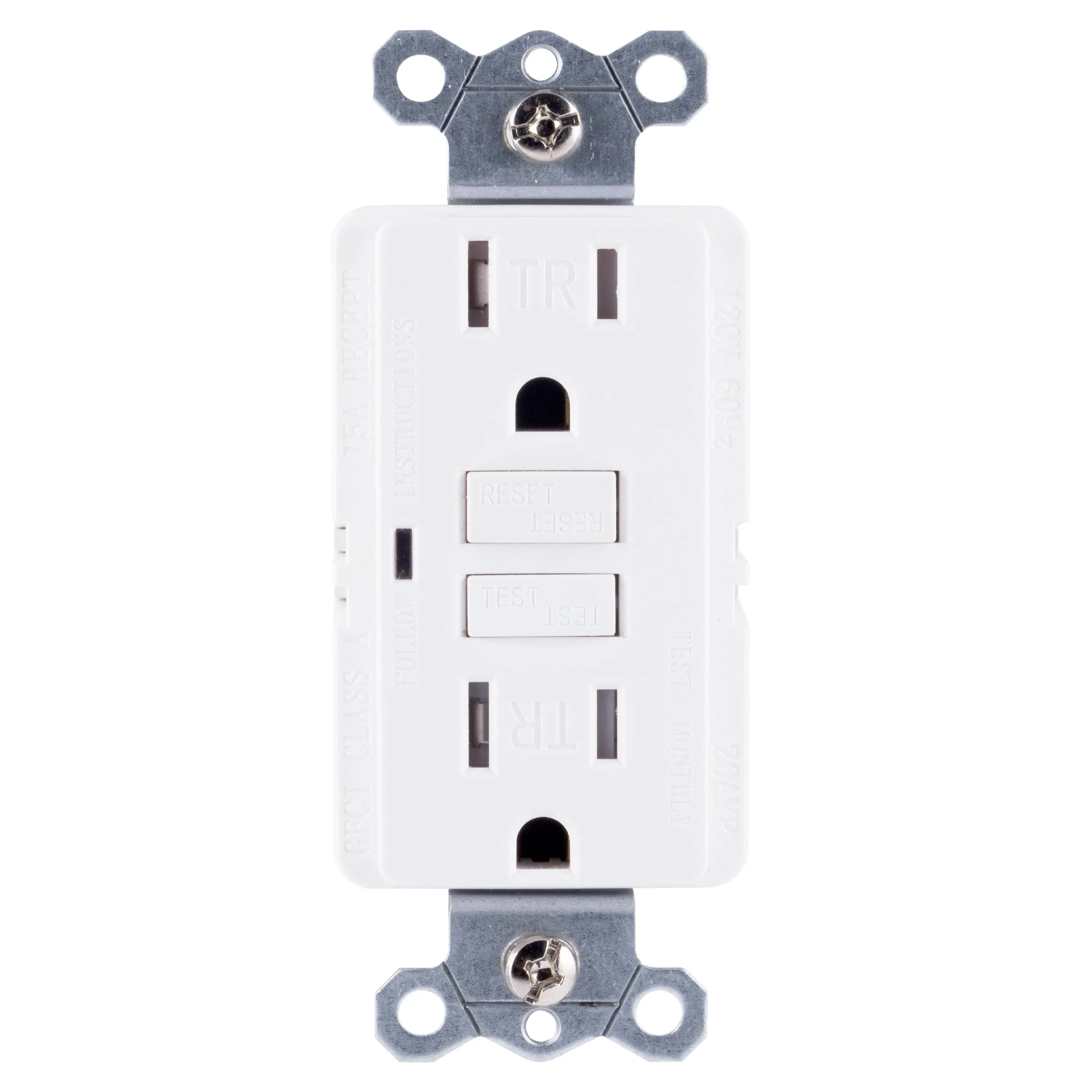 GE 32075 15A Tamper-Resistant Self-Test GFCI Outlet (White)