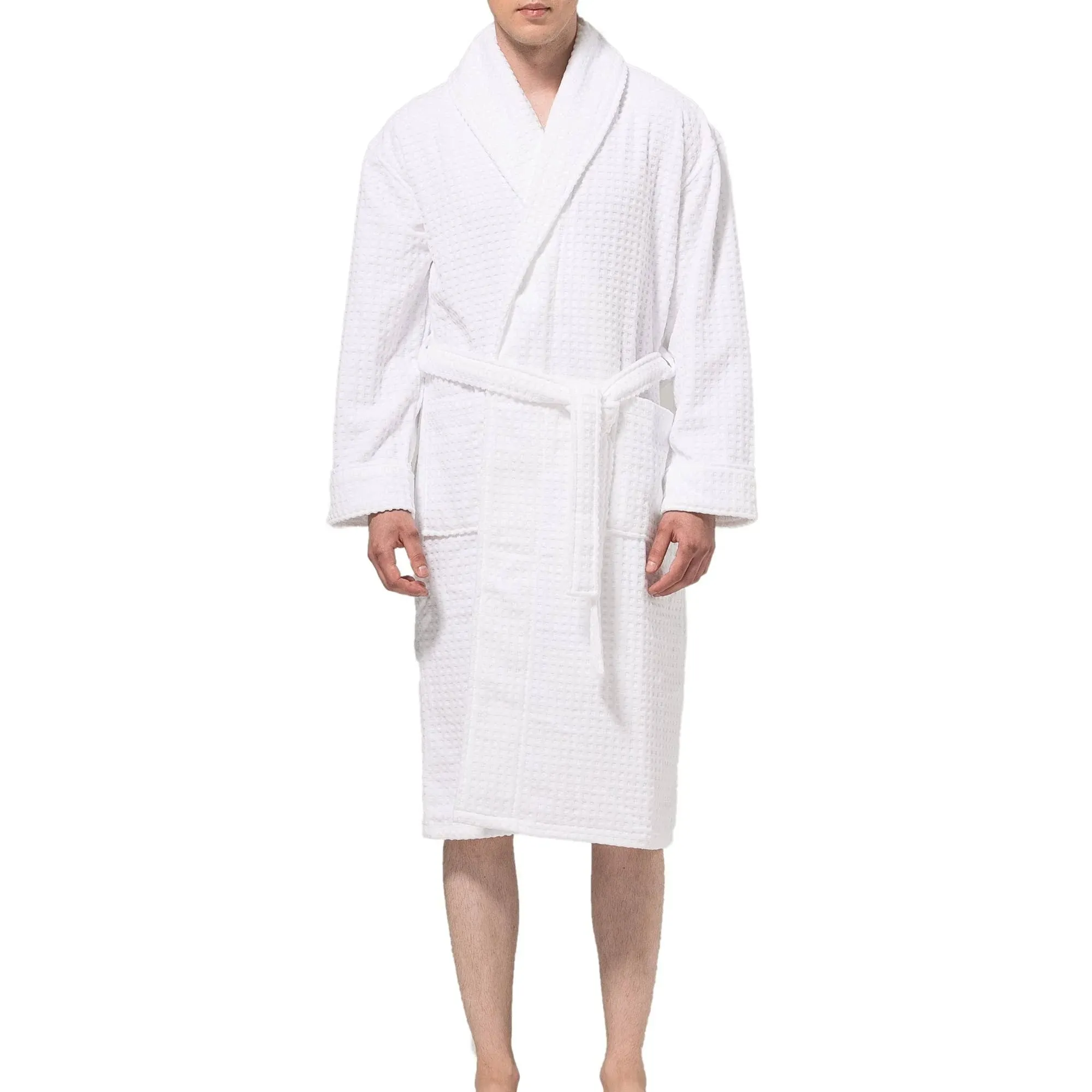 Alpine Swiss Dario Mens Luxury Waffle Knit Cotton Bathrobe Shawl Collar Hotel Spa Robe