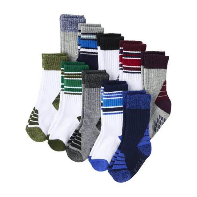 The Children's Place Baby and Toddler Boys Crew Socks 10-Pack | Size 6-12 M | White | Cotton/Polyester/Spandex