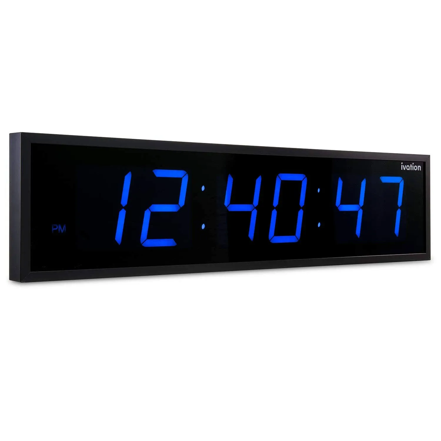 Ivation 36 in. Large Digital Wall Clock LED Digital Clock with Timer and Alarm - Blue