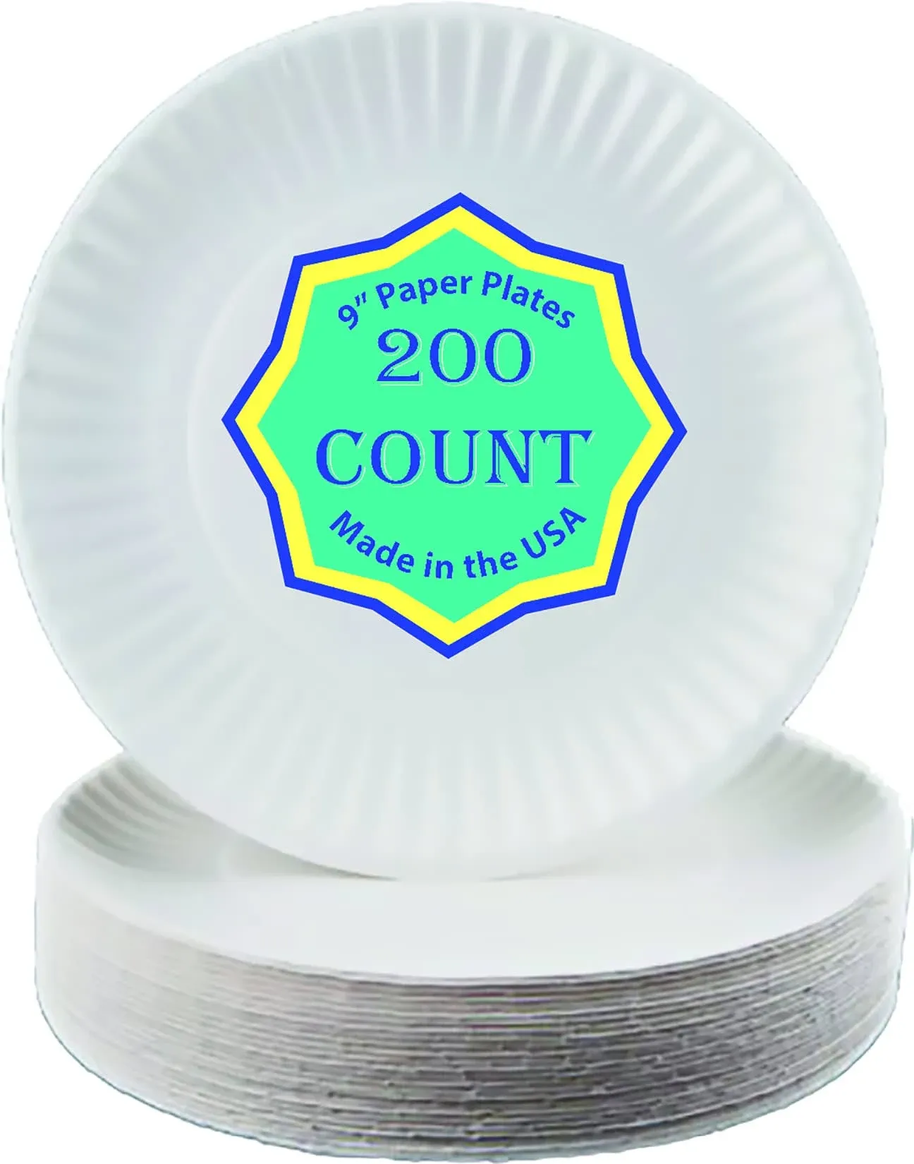 9" Uncoated Paper Plates- Pack of 200ct