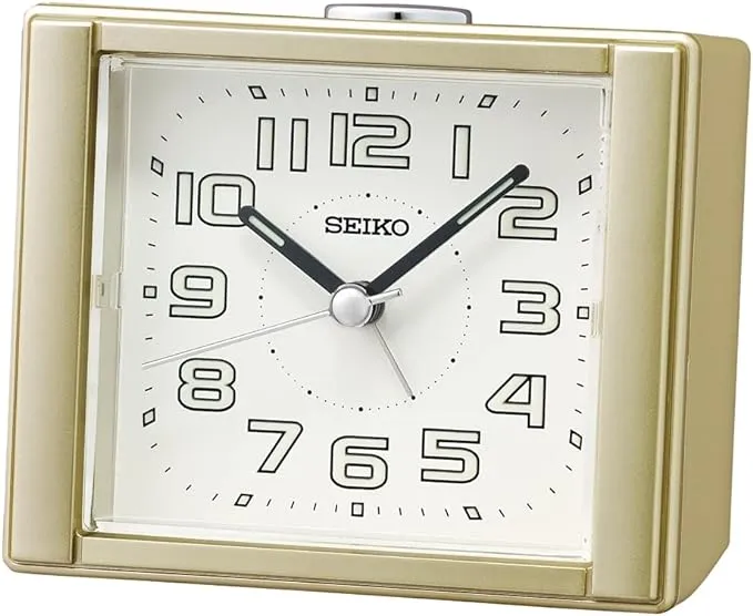 Seiko Aoki Square Alarm Clock Gold | QHE189GLH