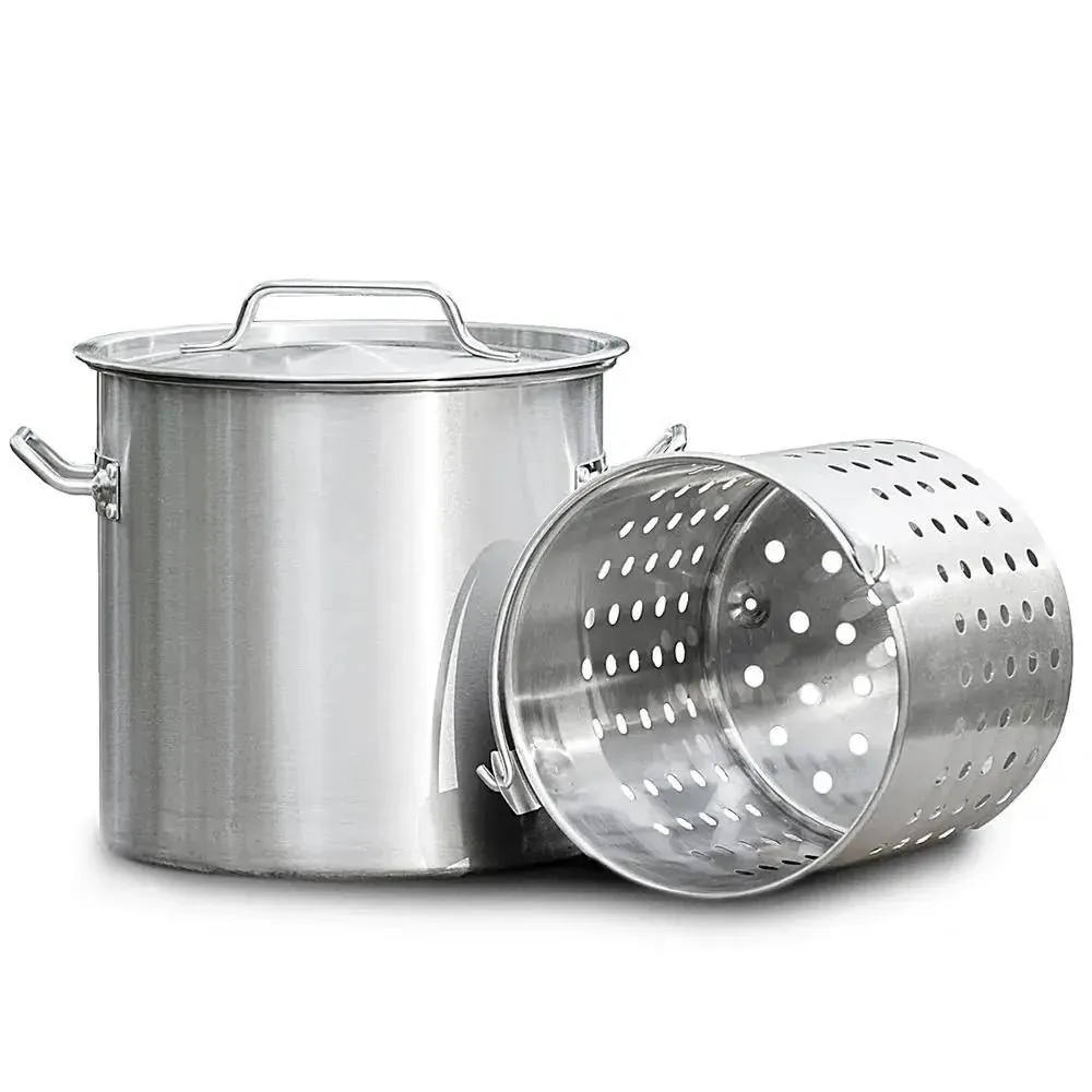 Barton Stock Pot 21 qt. Stainless Steel With Strainer Basket and Lid Silver